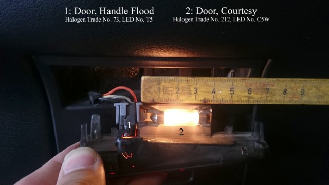Lampor i dörrhandtaget, avlånga halogen No. 212 LED C5W
